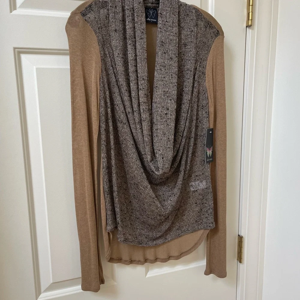 Ella Moss Long Sleeve Knit Cowl Top Size Small